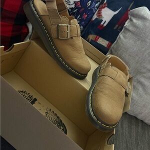 Dr. Martens Brown Leather Mules with Strap